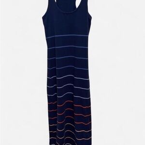 Aeropostale Navy and Orange Striped Maxi Dress